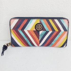 Tory Burch Multicolored Striped Rainbow Wallet